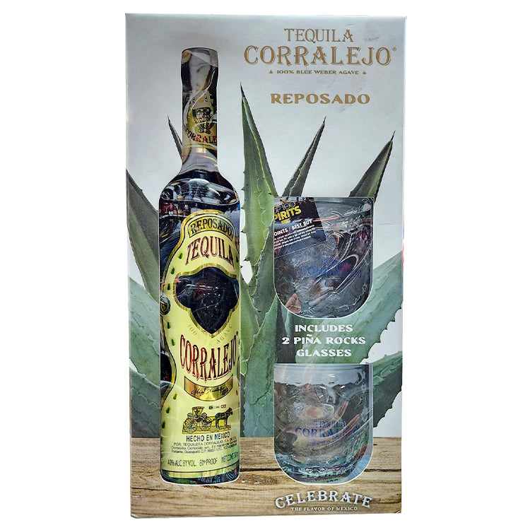 Corralejo Glass Gift Set Reposado Tequila 750ml Liquor Freight